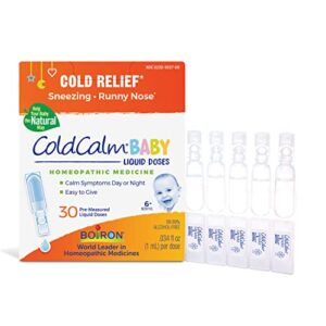 boiron coldcalm baby single-use drops for relief from cold symptoms of sneezing, runny nose, and nasal congestion – sterile and non-drowsy liquid doses – 30 count