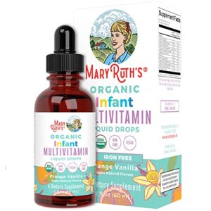 multivitamin & multimineral for infants by maryruth’s | usda organic | sugar free | liquid vitamins for babies 6-12 months | immune support & overall wellness | vegan | non-gmo | 2 fl oz