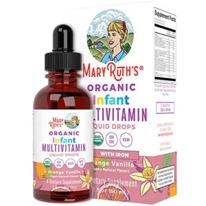 multivitamin & multimineral with iron for infants by maryruth’s | usda organic | sugar free | liquid vitamins for babies 6-12 months | immune support & overall wellness | vegan | non-gmo | 2 fl oz