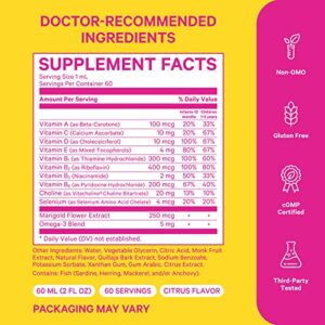 Pink Stork Baby Multivitamin Drops with DHA: Liquid Baby & Toddler Vitamin Drops for Brain Health & Immune Support, Vitamin D & B Complex Vitamins, Choline, Women-Owned, Unflavored, 2 oz, 60 Servings