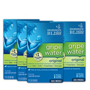 mommy’s bliss original gripe water, gas and colic relief, gentle and safe, made for infants, 2 weeks+, 2 fl oz (4 pack)
