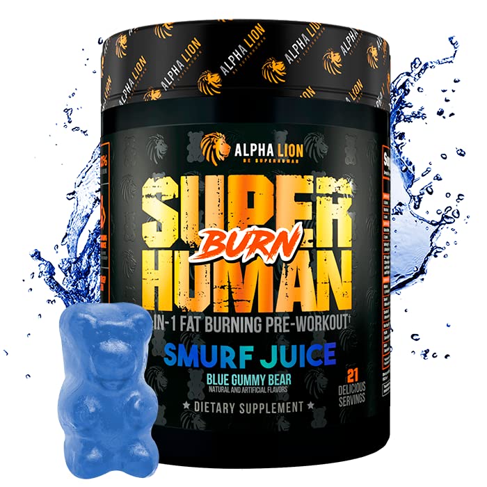 ALPHA LION Superhuman Burn 2-in-1 Metabolism Booster Pre Workout, Weight Loss Supplement, Appetite Suppressant, Fat Loss Support, Energy & Focus Powder (21 Servings, Blue Gummy Bear Flavor)