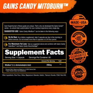 ALPHA LION Gains Candy, Supplement Pills That Support Weight Loss, Appetite Suppressant, Keto-Diet Friendly, Decrease Body Fat, Upgrade Energy & Workout Performance, 60 Capsules (MitoBurn®)