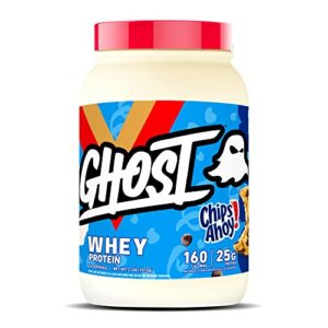 ghost whey protein powder, chips ahoy! – 2lb, 25g of protein – whey protein blend – ­post workout fitness & nutrition shakes, smoothies, baking & cooking – cookie pieces inside