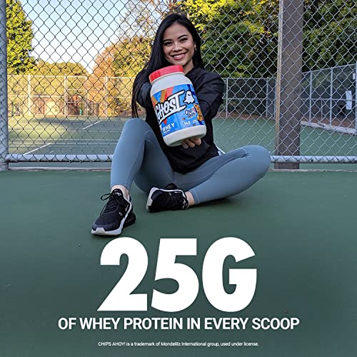 GHOST WHEY Protein Powder, Chips Ahoy! - 2lb, 25g of Protein - Whey Protein Blend - ­Post Workout Fitness & Nutrition Shakes, Smoothies, Baking & Cooking - Cookie Pieces Inside