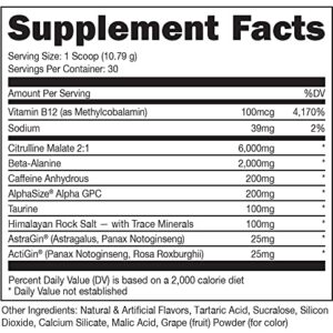 Bucked Up Pre Workout 6 Grams Citrulline, 2 Grams Beta Alanine, and 3 Other Registered trademarked Ingredients (Grape)