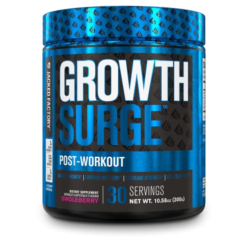 Jacked Factory Growth Surge Creatine Post Workout - Muscle Builder with Creatine Monohydrate, Betaine, L-Carnitine L-Tartrate - Daily Muscle Building & Recovery Supplement - 30 Servings, Swoleberry