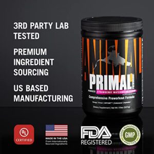 Animal Primal Muscle Hydration + Preworkout Powder – Contains Beta Alanine, 3DPump, Caffeine & Electrolytes – Improves Energy, Focus, Endurance & Absorption – Strawberry Watermelon Flavor, 17.9 oz