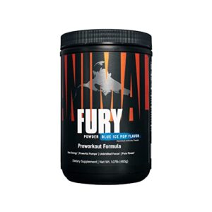 animal fury – pre workout powder supplement for energy and focus – 5g bcaa, 350mg caffeine, nitric oxide, without creatine – powerful stimulant for bodybuilders – ice pop