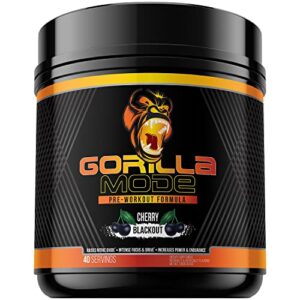 gorilla mode pre workout – massive pumps · laser focus · energy · power – l-citrulline, creatine, glycerpump™, l-tyrosine, agmatine, kanna, n-phenethyl dimethylamine citrate – 604 grams (cherry)
