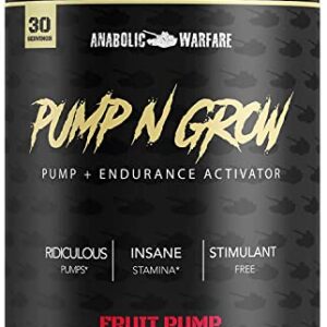 Anabolic Warfare Pump-N-Grow Muscle Pump Supplement Caffeine Free Pre Workout with L-Citrulline, L-Arginine, Beta-Alanine (Fruit Explosion– 30 Servings)