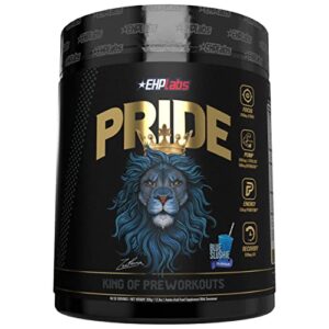 ehplabs pride pre workout supplement powder – full strength pre-workout energy supplement, sharp focus, epic pumps & faster recovery – blue slushie (40 servings)
