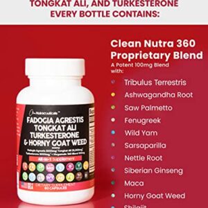 Fadogia Agrestis 5000mg Tongkat Ali 25000mg Turkesterone 5000mg Supplement with Horny Goat Weed, Saw Palmetto, Maca Root, Siberian Ginseng, Tribulus Terrestris, Fenugreek, Wild Yam USA - 60 Count