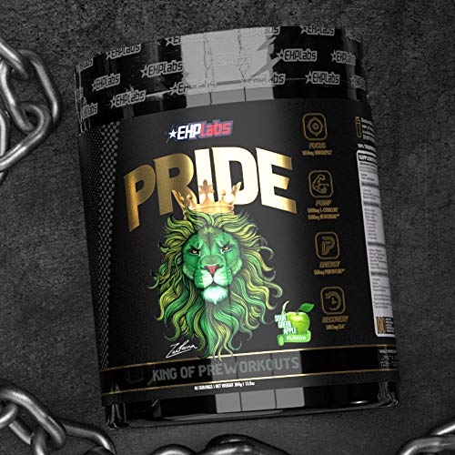 EHPlabs Pride Pre Workout Supplement Powder - Full Strength Pre-Workout Energy Supplement, Sharp Focus, Epic Pumps & Faster Recovery - Sour Green Apple (40 Servings)