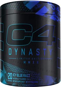 cellucor c4 dynasty mmxx pre workout powder icy blue razz | preworkout energy supplement for men & women | 350mg caffeine + 6.4g beta alanine | 20 servings