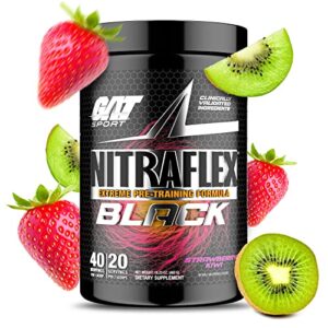 gat sport nitraflex black, extreme pre-training formula, 40 servings (strawberry kiwi)