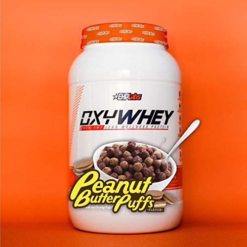 EHPlabs OxyWhey Lean Whey Protein Powder - 25g of 100% Pure, Lean, Non-GMO Whey Protein Blend, Post Workout Fitness & Nutritional Shakes, Smoothies, Baking & Cooking - 27 Serves (Peanut Butter Puffs)