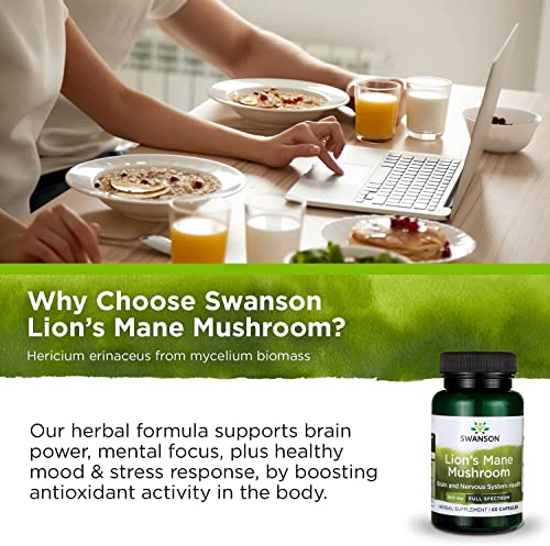 Swanson Lion's Mane Mushroom - 60 Capsules, 500mg Each