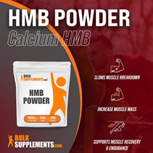 BulkSupplements.com HMB Powder (β-Hydroxy β-Methylbutyrate) - HMB Free Acid - HMB 1000 mg - Calcium HMB - 1000mg per Serving (250 Grams - 8.8 oz)