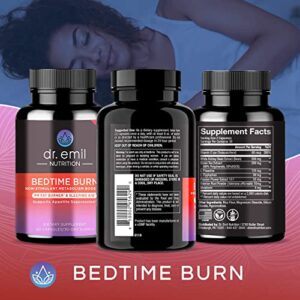 DR EMIL NUTRITION Bedtime Burn - PM Burner & Sleep Aid - Stimulant-Free Metabolism Booster for Women and Men, 30 Day Supply