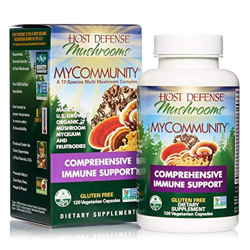 Host Defense, MyCommunity Capsules, Advanced Immune Support, Mushroom Supplement with Lion’s Mane and Reishi, Unflavored, 120