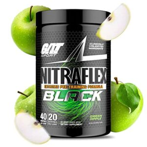 nitraflex black, extreme pre-training formula, 40 servings (green apple)