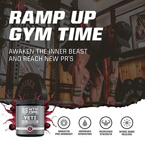 MTN OPS Yeti Monster Pre-Workout Powder Energy Drink, 30-Serving Tub, Tiger's Blood