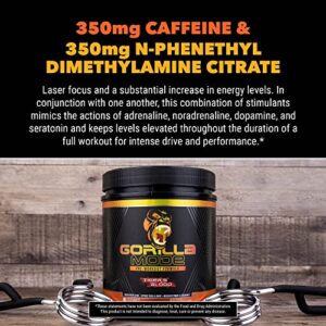 Gorilla Mode Pre Workout - Massive Pumps · Laser Focus · Energy · Power - L-Citrulline, Creatine, GlycerPump™, L-Tyrosine, Agmatine, Kanna, N-Phenethyl Dimethylamine Citrate - 574 Grams (Bombsicle)