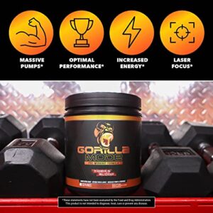 Gorilla Mode Pre Workout - Massive Pumps · Laser Focus · Energy · Power - L-Citrulline, Creatine, GlycerPump™, L-Tyrosine, Agmatine, Kanna, N-Phenethyl Dimethylamine Citrate - 574 Grams (Bombsicle)