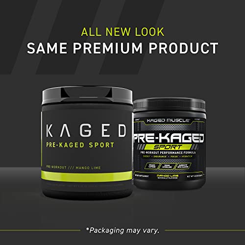 Pre Workout Powder; Kaged Muscle Pre-Kaged Sport Pre Workout For Men And Women, Increase Energy, Focus, Hydration, and Endurance, Organic Caffeine, Plant Based Citrulline, Mango Lime