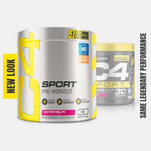 C4 Sport Pre Workout Powder Watermelon - NSF Certified for Sport + Preworkout Energy Supplement for Men & Women - 135mg Caffeine + Creatine Monohydrate - 30 Servings