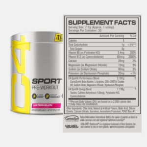 C4 Sport Pre Workout Powder Watermelon - NSF Certified for Sport + Preworkout Energy Supplement for Men & Women - 135mg Caffeine + Creatine Monohydrate - 30 Servings