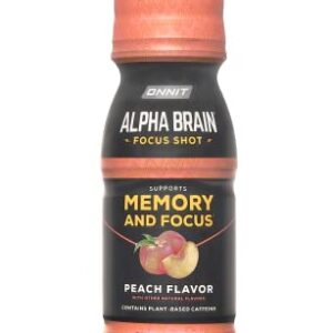 Onnit Alpha BRAIN Focus Energy Shot Supplement - Energy, Focus, Mood, Stress, Brain Booster Drink - Peach (2.5 fl oz, 6 ct)