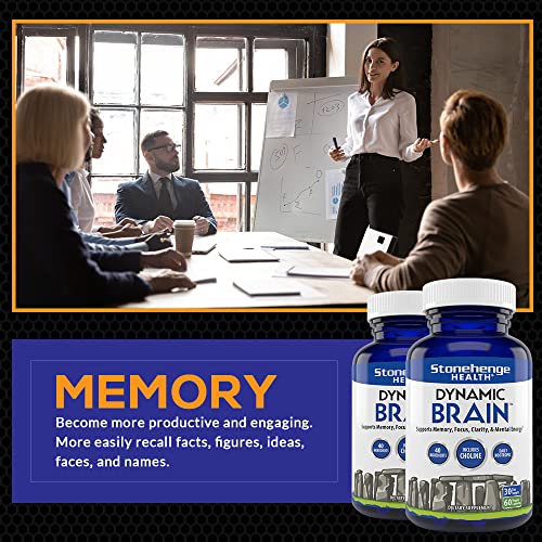 Stonehenge Health Dynamic Brain Supplement – Memory, Focus, & Clarity– Formulated with 40 Unique Nootropic Ingredients: Choline, Phosphatidylserine, Bacopa Monnieri, and Huperzine A