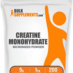 BULKSUPPLEMENTS.COM Creatine Monohydrate Powder - 5g of Micronized Creatine Monohydrate Powder per Serving, Pre Workout Creatine, Vegan Creatine, Creatine for Building Muscle (1 Kilogram - 2.2 lbs)