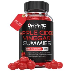 Apple Cider Vinegar Gummies - 1000mg -Formulated to Support Weight Loss Efforts, Normal Energy Levels & Gut Health* - Supports Digestion, Detox & Cleansing* - ACV Gummies W/ VIT B12, Beetroot