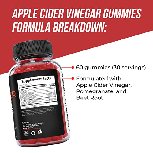 Apple Cider Vinegar Gummies - 1000mg -Formulated to Support Weight Loss Efforts, Normal Energy Levels & Gut Health* - Supports Digestion, Detox & Cleansing* - ACV Gummies W/ VIT B12, Beetroot