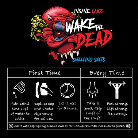 Insane Labz Wake The Dead Smelling Salts Pre Workout, Massive Energy Boosting Powder, Ammonia Inhalant, Extreme Focus for Power-Lifting Athletes, 100 Uses just add Water