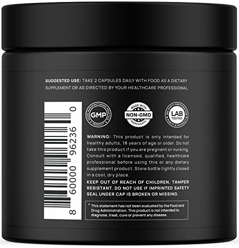 ELMNT 40,000mg 40x Strength Organic Black Maca Root w. Ashwagandha - Highest Potency Black Maca Root Capsules for Men with 100% Pure Maca Peruana Powder Organic, Gelatinized, Non-GMO - 60 Pills