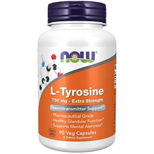 now supplements, l-tyrosine 750 mg, supports mental alertness*, neurotransmitter support*, 90 veg capsules