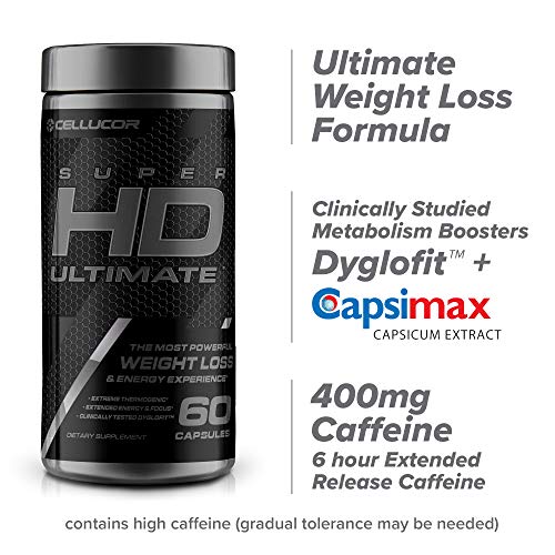 Cellucor Super HD Ultimate Thermogenic Fat Burner & Weight Loss Supplement with Caffeine and Natural Metabolism Boosters, 60 Count Capsules