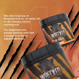 Huge Supplements Wrecked Pre-Workout Powder, 30G+ Ingredients Per Serving to Boost Energy, Pumps, and Focus with L-Citrulline, Beta-Alanine, Hydromax, L-Tyrosine, and No Useless Fillers (40 Servings)