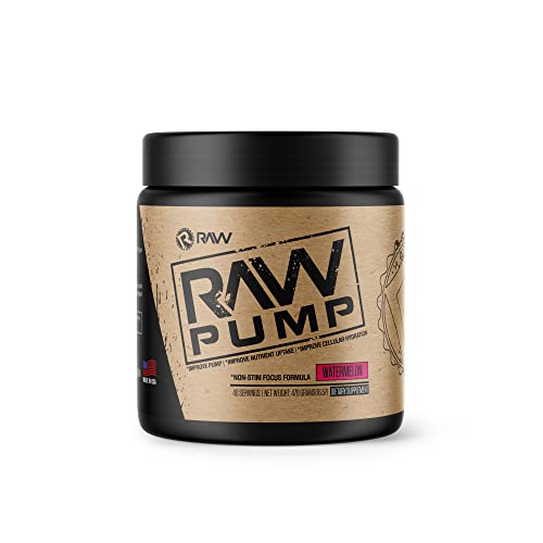 RAW Pump Stim Free Pre Workout | Non-Stimulant Pre Workout Supplement Powder Nitric Oxide Booster | Pre Workout Supplements Drink for Powerful Pumps During Workout | Watermelon (40 Servings)