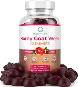 potent horny goat weed gummies (60ct 800mg) horny goat weed for men & women epimedium extract for natural energy boost, performance, stamina, drive – natural grapefruit flavor [upgraded gummies]