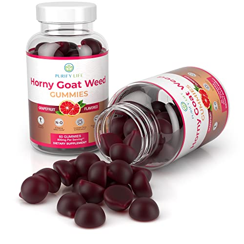 Potent Horny Goat Weed Gummies (60ct 800mg) Horny Goat Weed for Men & Women Epimedium Extract for Natural Energy Boost, Performance, Stamina, Drive - Natural Grapefruit Flavor [Upgraded Gummies]