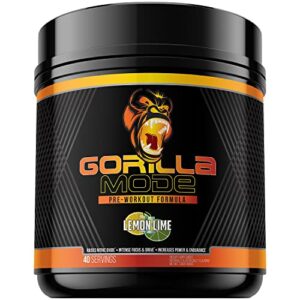 gorilla mode pre workout – massive pumps · laser focus · energy · power – l-citrulline, creatine, glycerpump™, l-tyrosine, agmatine, kanna, n-phenethyl dimethylamine citrate – 608 grams (lemon lime)