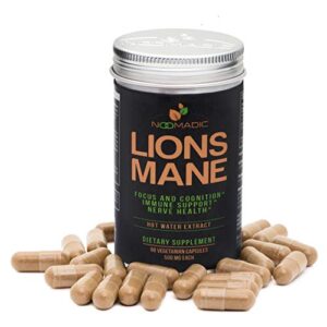 lion’s mane mushroom, 60 capsules | 500mg each, nerve growth factor (ngf) & nootropic (focus, memory, bdnf), hot water extract, wood grown, fruiting bodies, 30% beta-d-glucans