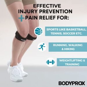 Bodyprox Patella Tendon Knee Strap 2 Pack, Knee Pain Relief Support Brace Hiking, Soccer, Basketball, Running, Jumpers Knee, Tennis, Tendonitis, Volleyball & Squats