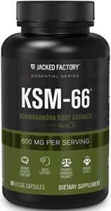 ashwagandha root extract (ksm-66 ashwagandha) w/ 5% withanolides – supplement for natural stress relief, cognitive function, vitality, and mood support – 60 veggie capsules