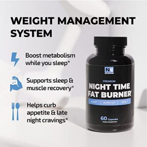 Night Time Fat Burner | Shred Fat While You Sleep | Hunger Suppressant & Weight Loss Support Supplements for Women & Men | Burn Belly Fat, Support Metabolism & Fall Asleep Fast | 60 Nighttime Pills